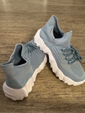 Light Blue Knit Chunky Sneakers
